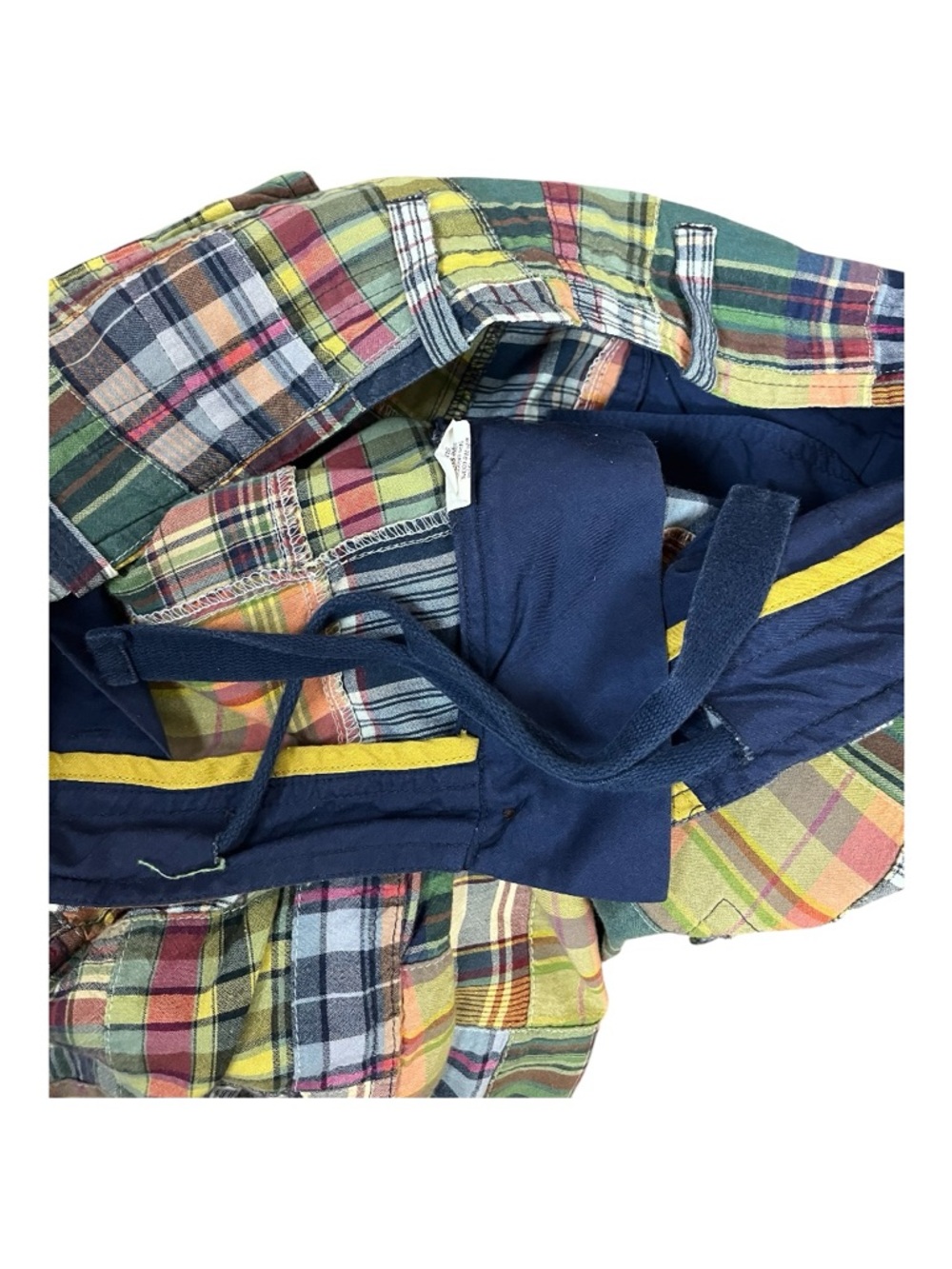 J CREW Mens 32 Multicolor Vintage Madras Plaid Patchwork Flat Front 10" Shorts - Picture 6 of 6